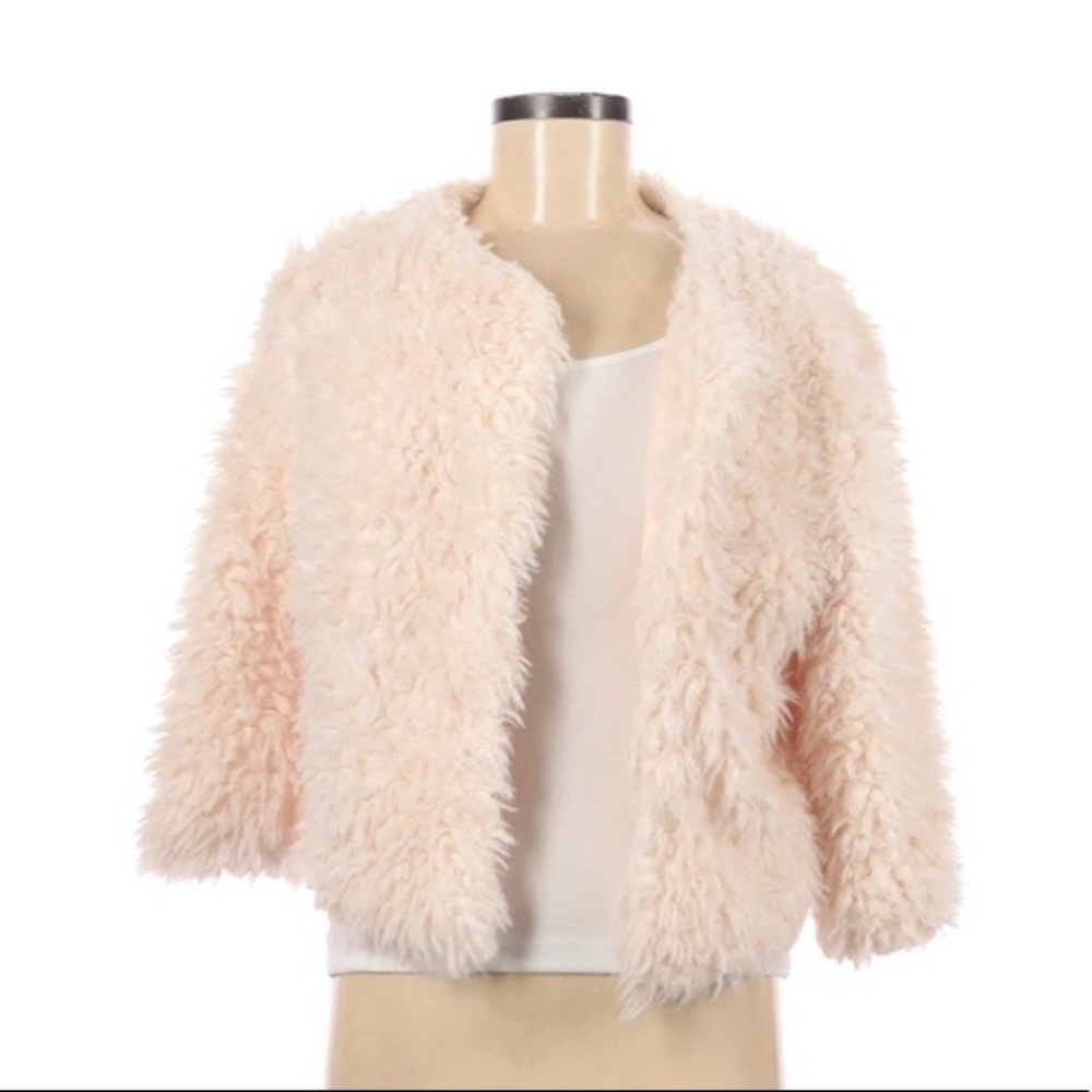 NWT TACERA LONG SLEEVE FAUX FUR CROPPED COAT